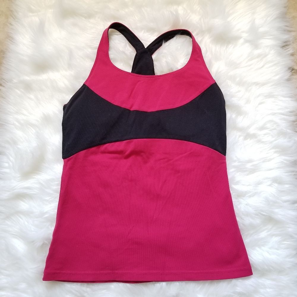 Zobha Colorblock Pink Black Workout Tank Top
